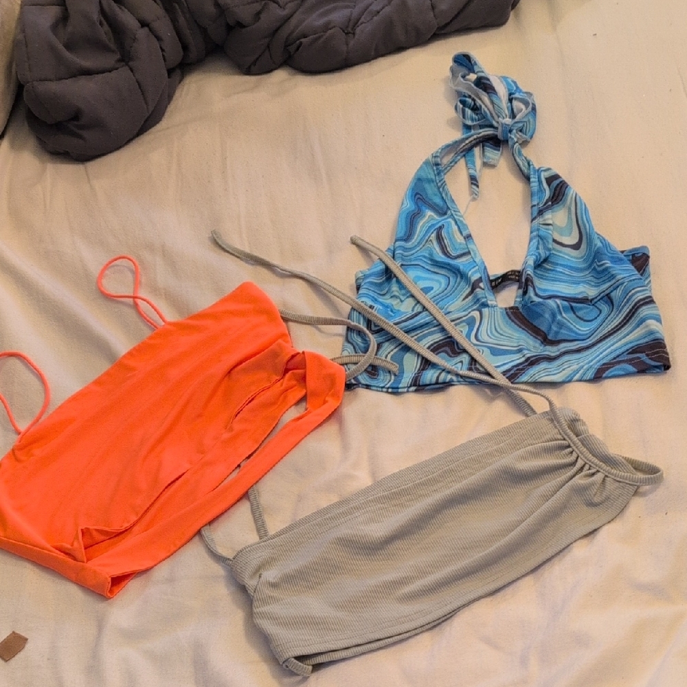 Blue and Orange Bikini Set